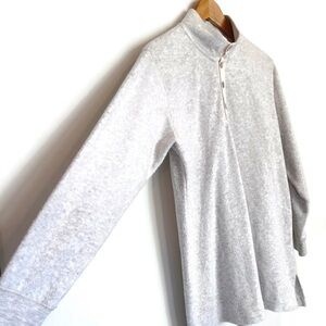 Soft Surroundings Oversized Henley Style Long Line Grey Sweatshirt